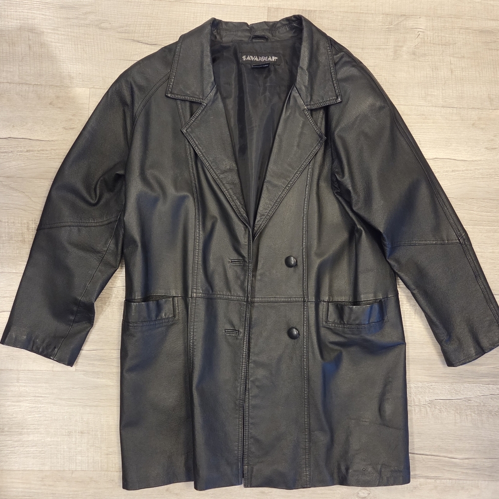 Womens Vintage Leather Trench
